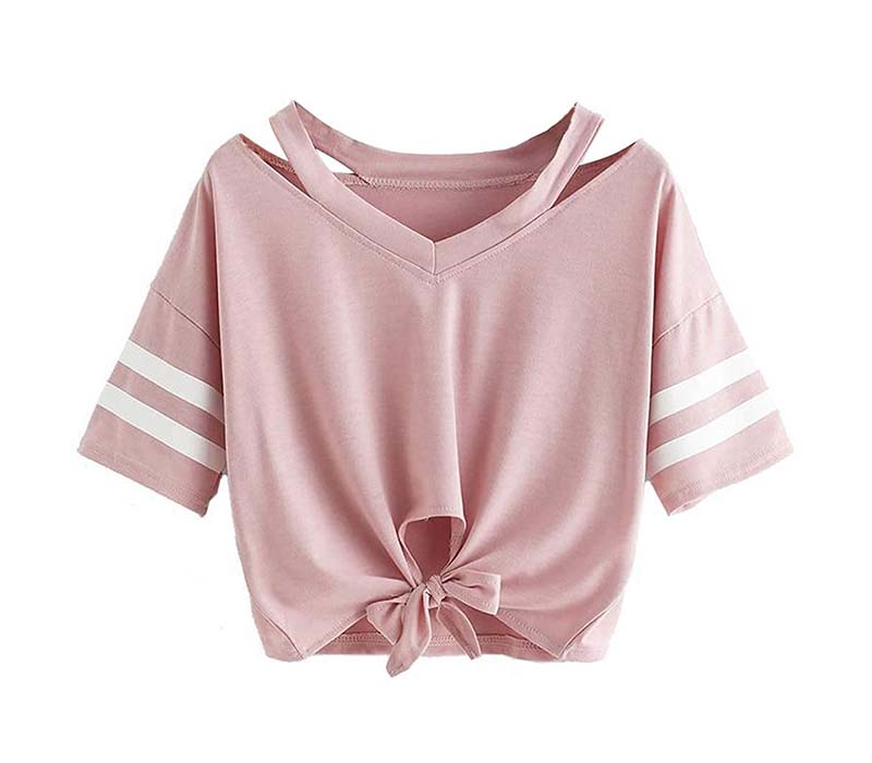 girls pink embro design top